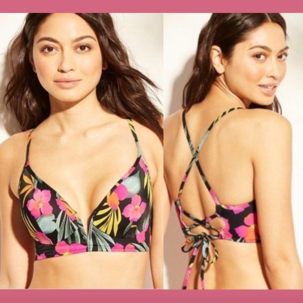 NWT Shade & Shore Dream Lightly Lined V Wire Floral Bikini Top [ SZ 32B‎ ]
